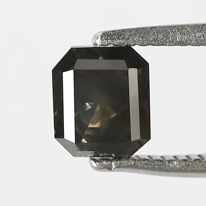 0.92 CT Emerald Shape Salt and Pepper Diamond 5.50 MM black grey Color Loose Natural Diamond For Wedding Ring