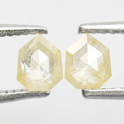 0.49 Ct Geometric Cut Diamond Pair | Natural Yellowish Rustic Loose Diamonds For Pendant and Ring