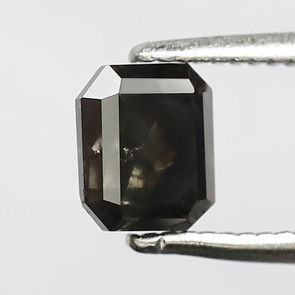 0.92 CT Emerald Shape Salt and Pepper Diamond 5.50 MM black grey Color Loose Natural Diamond For Wedding Ring