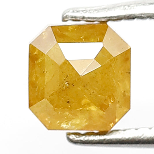 0.99 Ct Rustic Square Emerald Diamond | 5.2 mm Natural Yellow Loose Diamond for Custom Ring
