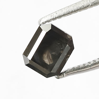 0.92 CT Emerald Shape Salt and Pepper Diamond 5.50 MM black grey Color Loose Natural Diamond For Wedding Ring