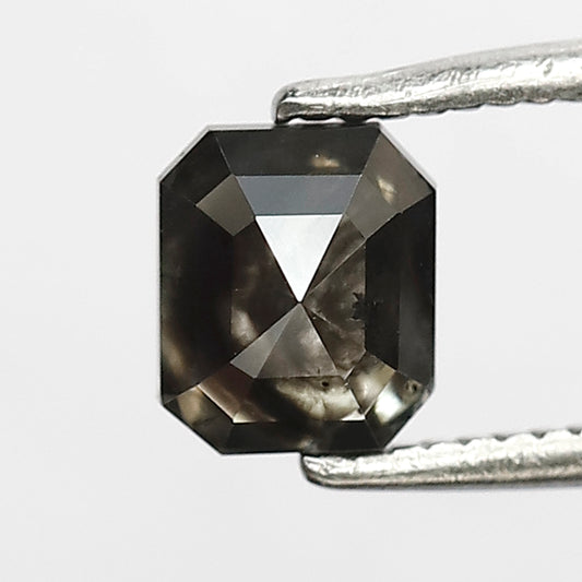 0.92 CT Emerald Shape Salt and Pepper Diamond 5.50 MM black grey Color Loose Natural Diamond For Wedding Ring