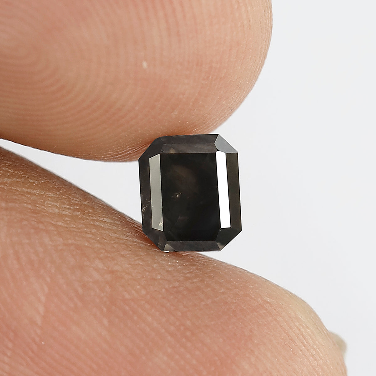 0.92 CT Emerald Shape Salt and Pepper Diamond 5.50 MM black grey Color Loose Natural Diamond For Wedding Ring
