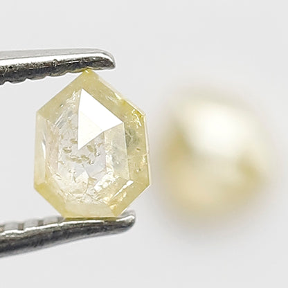 0.49 Ct Geometric Cut Diamond Pair | Natural Yellowish Rustic Loose Diamonds For Pendant and Ring
