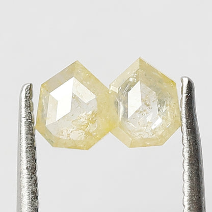0.49 Ct Geometric Cut Diamond Pair | Natural Yellowish Rustic Loose Diamonds For Pendant and Ring