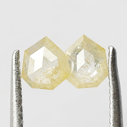 0.49 Ct Geometric Cut Diamond Pair | Natural Yellowish Rustic Loose Diamonds For Pendant and Ring