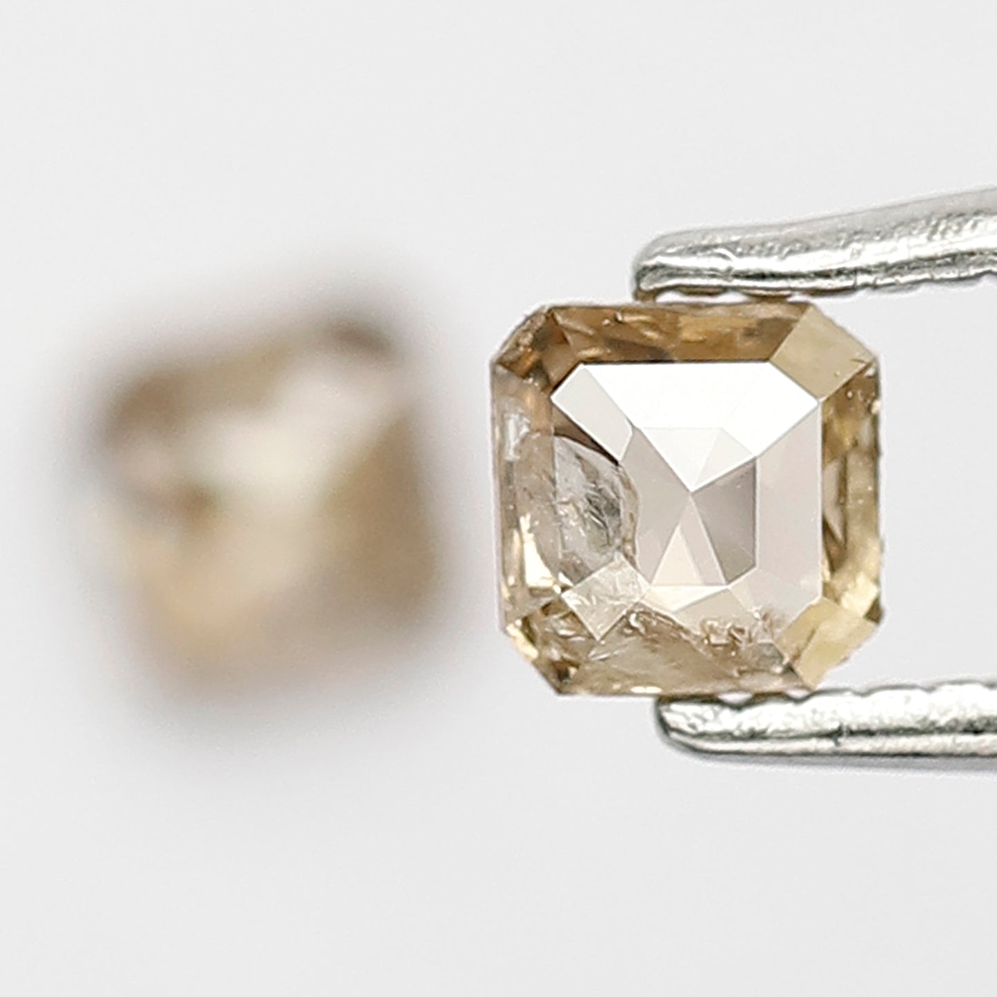 0.53 CT Pair Of Radiant Loose Diamonds, 4.00 MM Natural Champagne Rustic Diamonds For Earrings