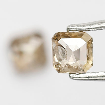 0.53 CT Pair Of Radiant Loose Diamonds, 4.00 MM Natural Champagne Rustic Diamonds For Earrings
