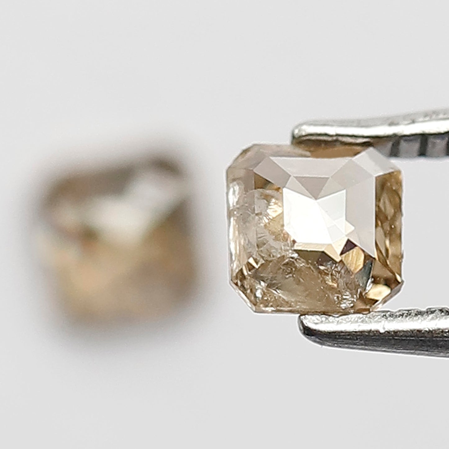 0.53 CT Pair Of Radiant Loose Diamonds, 4.00 MM Natural Champagne Rustic Diamonds For Earrings