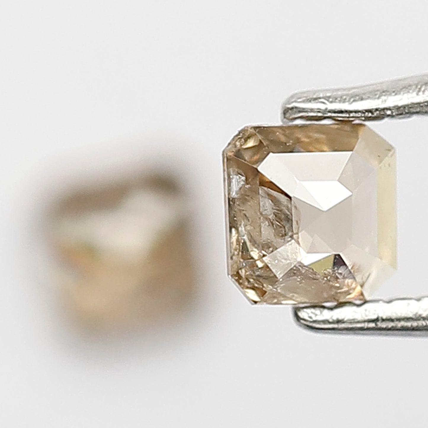 0.53 CT Pair Of Radiant Loose Diamonds, 4.00 MM Natural Champagne Rustic Diamonds For Earrings
