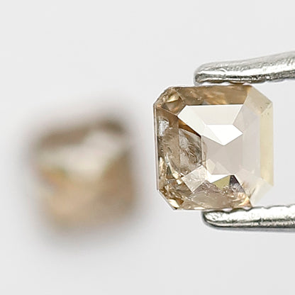 0.53 CT Pair Of Radiant Loose Diamonds, 4.00 MM Natural Champagne Rustic Diamonds For Earrings