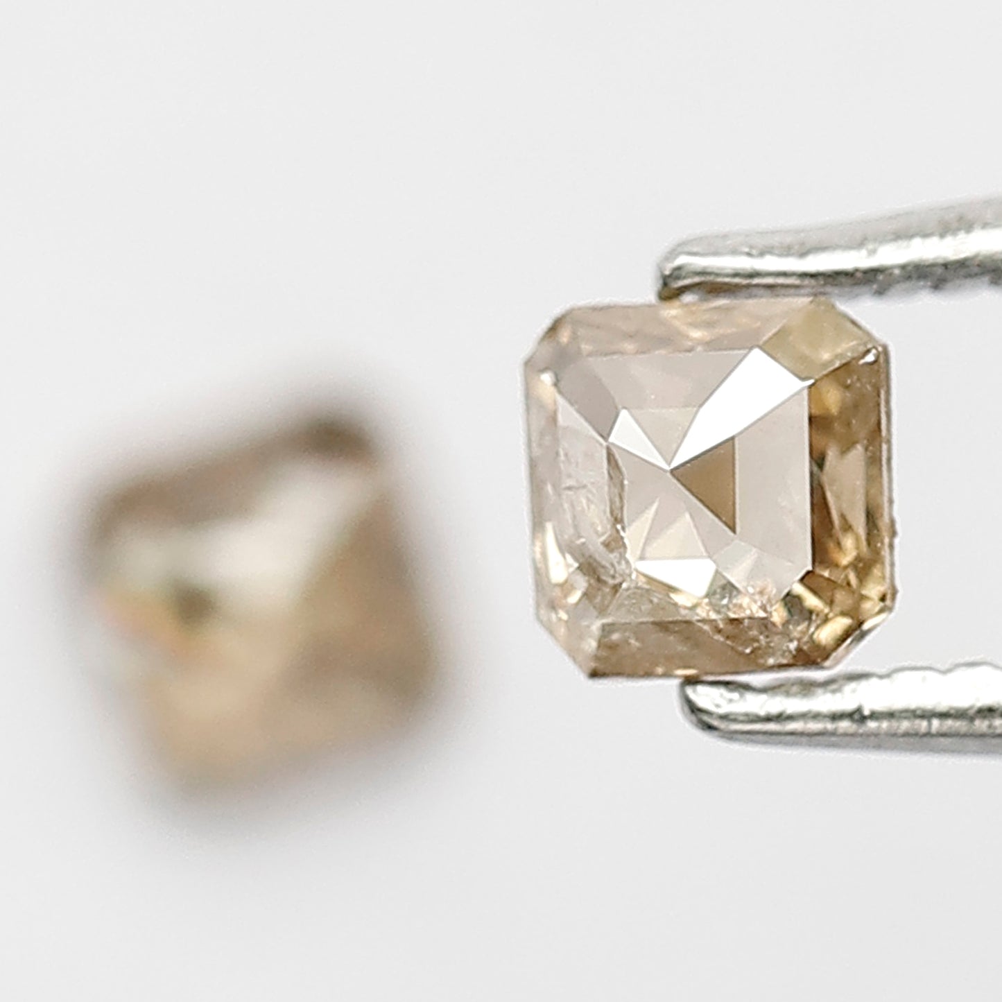 0.53 CT Pair Of Radiant Loose Diamonds, 4.00 MM Natural Champagne Rustic Diamonds For Earrings