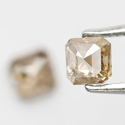 0.53 CT Pair Of Radiant Loose Diamonds, 4.00 MM Natural Champagne Rustic Diamonds For Earrings