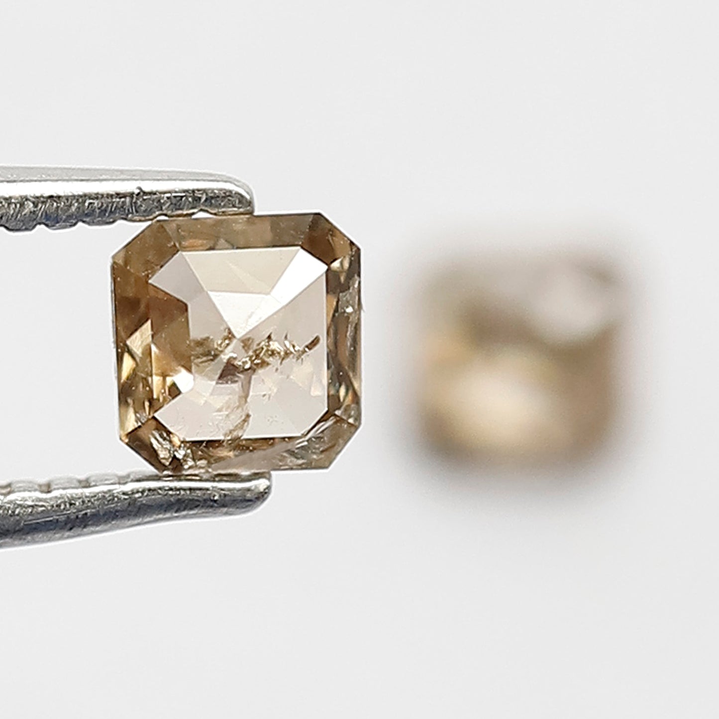 0.53 CT Pair Of Radiant Loose Diamonds, 4.00 MM Natural Champagne Rustic Diamonds For Earrings