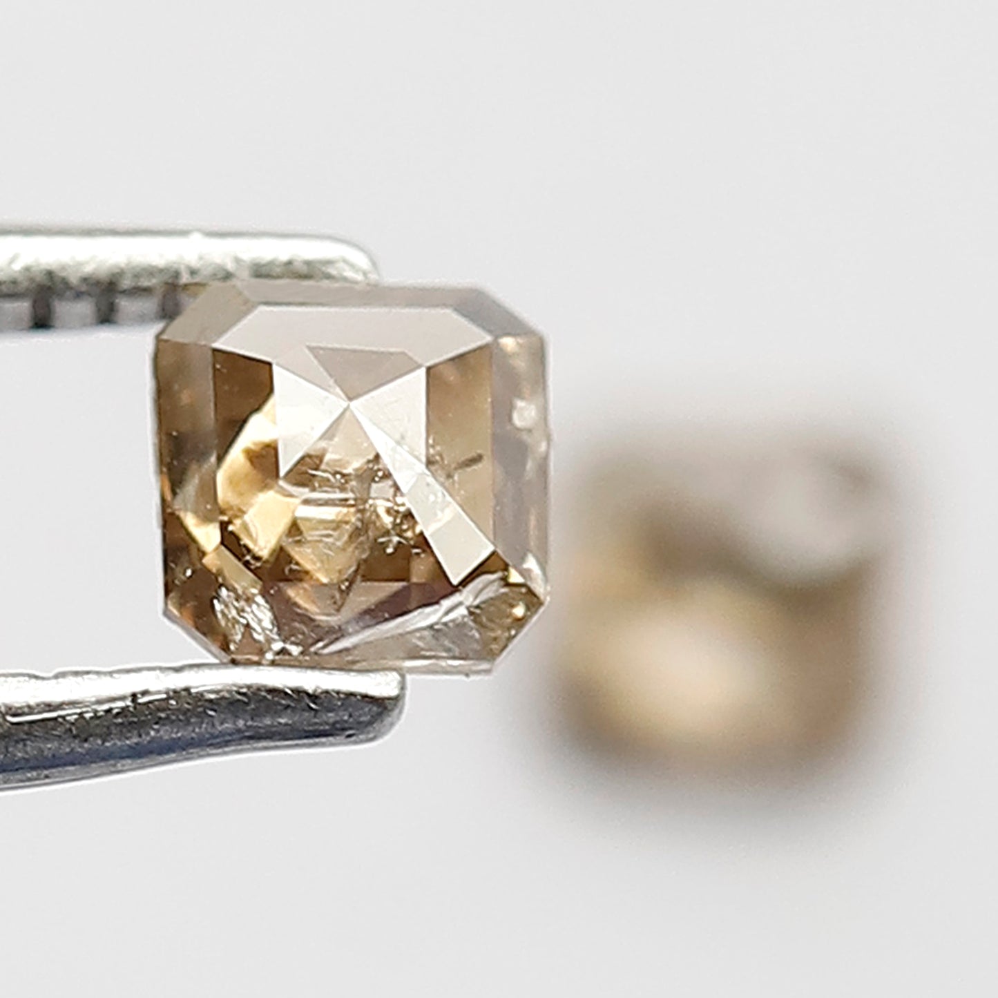 0.53 CT Pair Of Radiant Loose Diamonds, 4.00 MM Natural Champagne Rustic Diamonds For Earrings