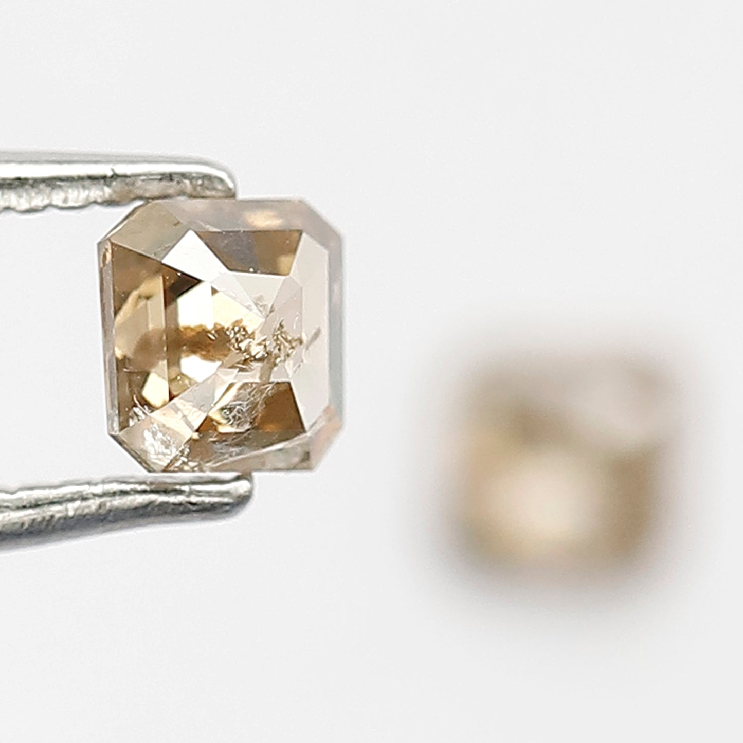 0.53 CT Pair Of Radiant Loose Diamonds, 4.00 MM Natural Champagne Rustic Diamonds For Earrings