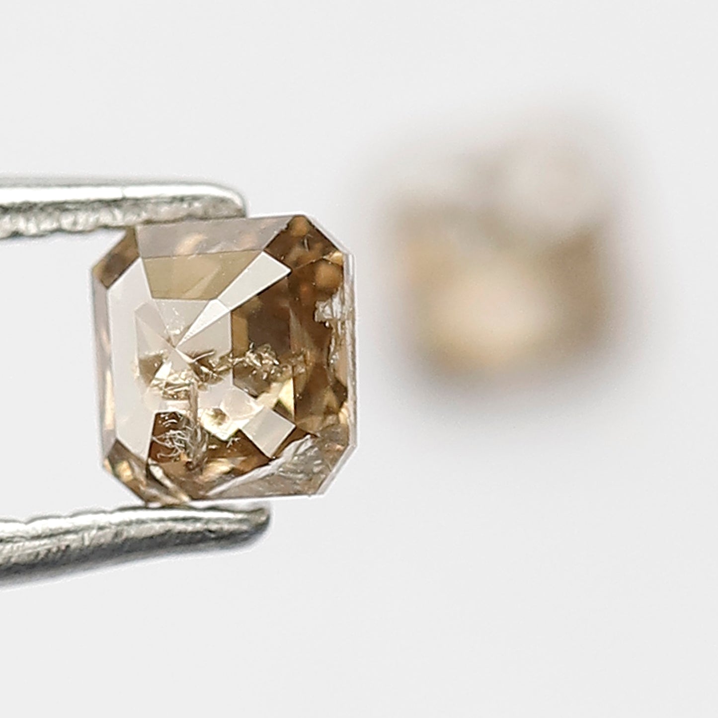 0.53 CT Pair Of Radiant Loose Diamonds, 4.00 MM Natural Champagne Rustic Diamonds For Earrings