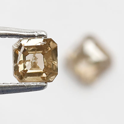 0.53 CT Pair Of Radiant Loose Diamonds, 4.00 MM Natural Champagne Rustic Diamonds For Earrings