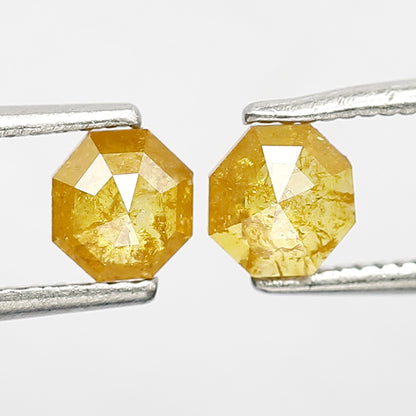 Pair Of Geometric cut Rustic Diamonds, Natural Dark Yellowish Conflict Free Diamonds For Jewelry