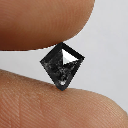 0.71 CT kite Shape Salt and Pepper Diamond 6.50 MM Black grey Color Loose Natural Diamond For Wedding Ring