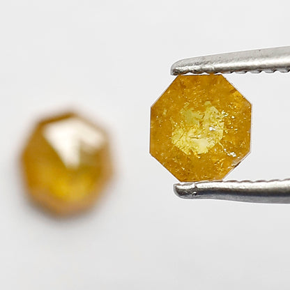 Pair Of Geometric cut Rustic Diamonds, Natural Dark Yellowish Conflict Free Diamonds For Jewelry