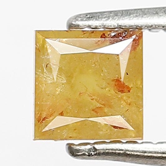 0.75 CT Princess cut Rustic Diamond, 4.6 MM Natural Yellowish Red Loose Diamond