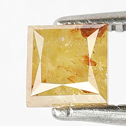 0.75 CT Princess cut Rustic Diamond, 4.6 MM Natural Yellowish Red Loose Diamond