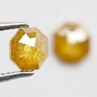 Pair Of Geometric cut Rustic Diamonds, Natural Dark Yellowish Conflict Free Diamonds For Jewelry
