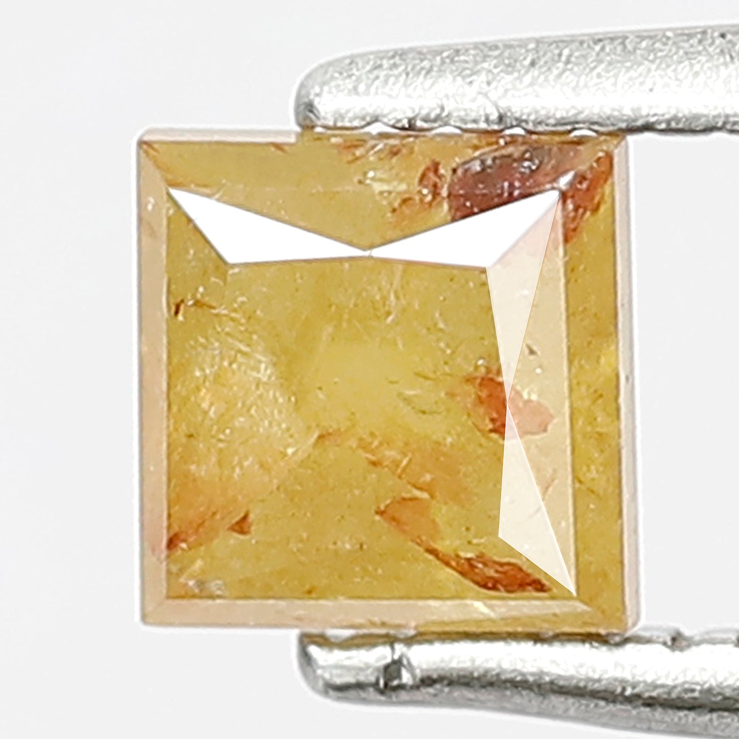 0.75 CT Princess cut Rustic Diamond, 4.6 MM Natural Yellowish Red Loose Diamond