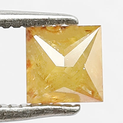 0.75 CT Princess cut Rustic Diamond, 4.6 MM Natural Yellowish Red Loose Diamond