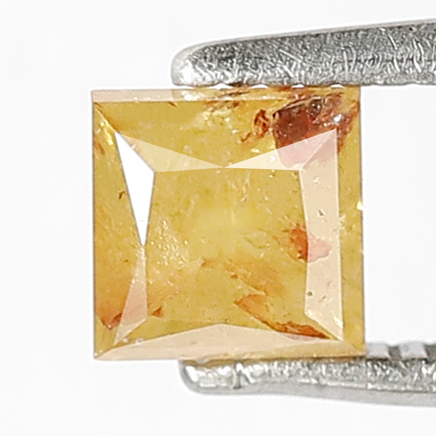0.75 CT Princess cut Rustic Diamond, 4.6 MM Natural Yellowish Red Loose Diamond