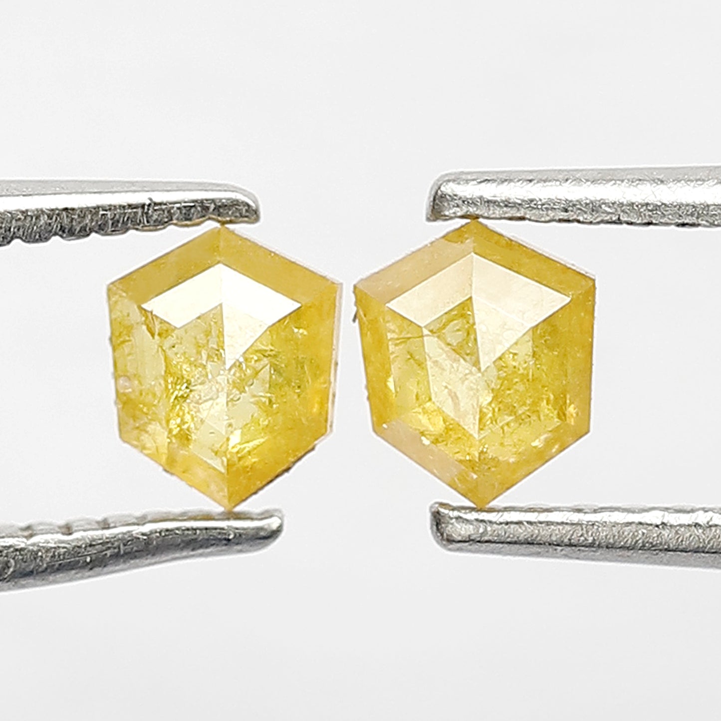 0.53 CT Geometric Pair Rustic Diamonds, 4.80 x 4.00 MM Yellowish Natural Diamonds For Wedding Jewelry