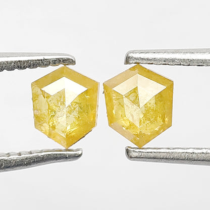 0.53 CT Geometric Pair Rustic Diamonds, 4.80 x 4.00 MM Yellowish Natural Diamonds For Wedding Jewelry