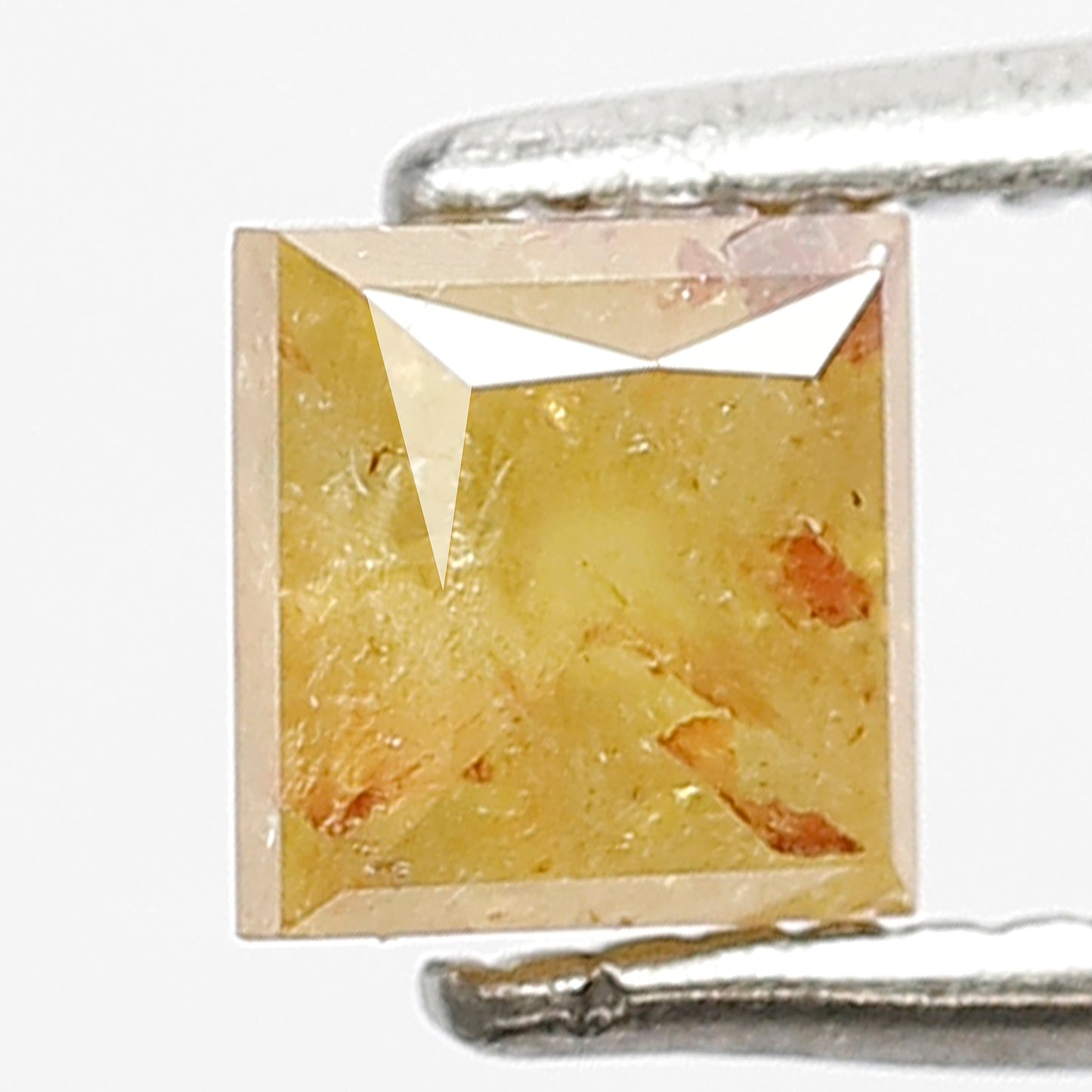 0.75 CT Princess cut Rustic Diamond, 4.6 MM Natural Yellowish Red Loose Diamond