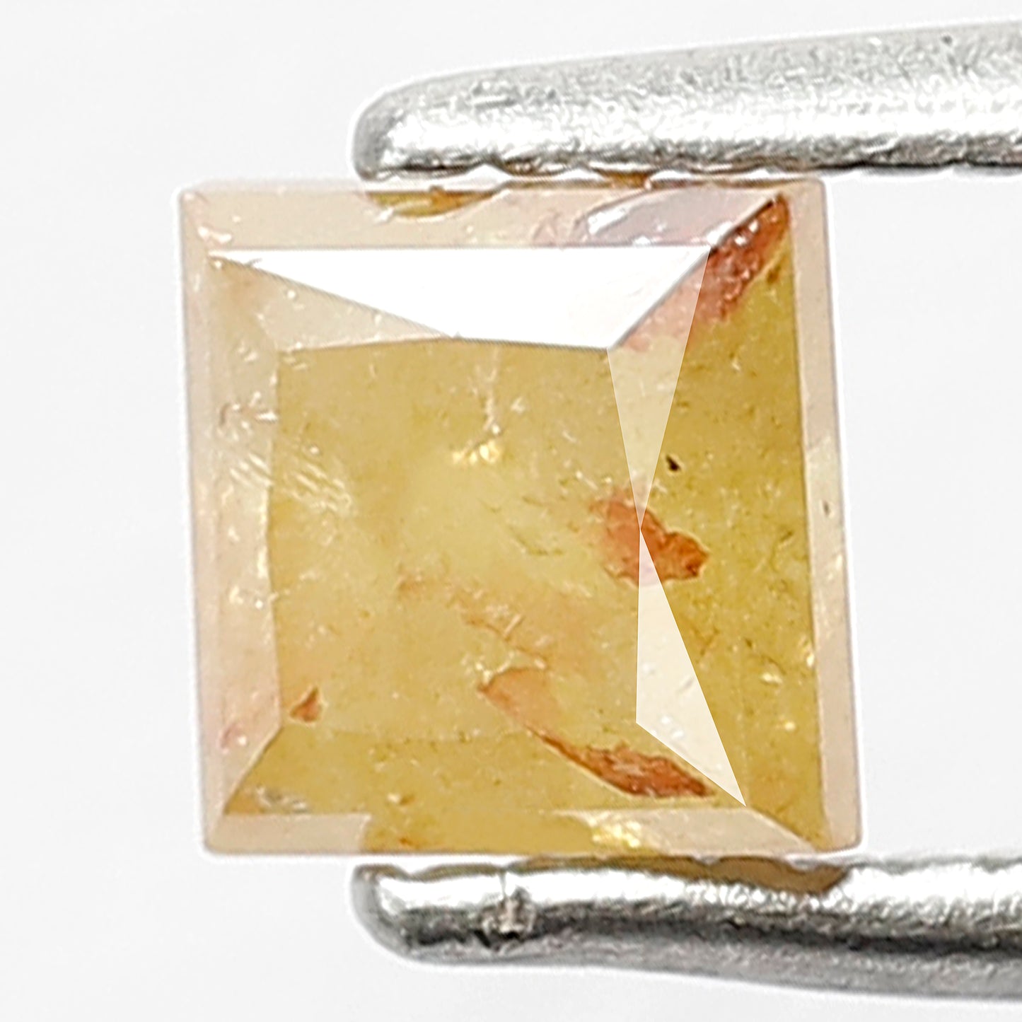 0.75 CT Princess cut Rustic Diamond, 4.6 MM Natural Yellowish Red Loose Diamond