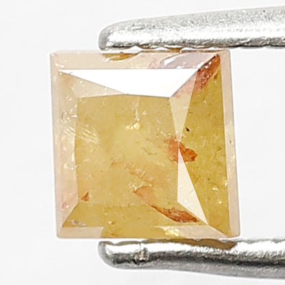 0.75 CT Princess cut Rustic Diamond, 4.6 MM Natural Yellowish Red Loose Diamond
