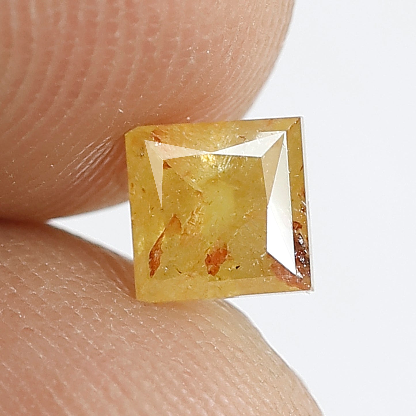 0.75 CT Princess cut Rustic Diamond, 4.6 MM Natural Yellowish Red Loose Diamond