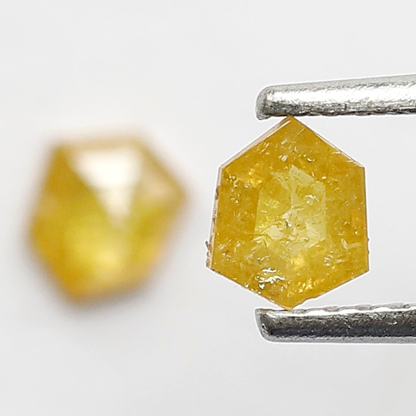 0.53 CT Geometric Pair Rustic Diamonds, 4.80 x 4.00 MM Yellowish Natural Diamonds For Wedding Jewelry