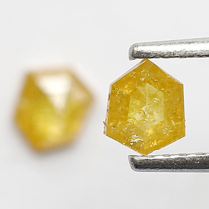 0.53 CT Geometric Pair Rustic Diamonds, 4.80 x 4.00 MM Yellowish Natural Diamonds For Wedding Jewelry
