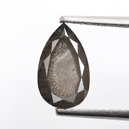 1.77 CT 9 MM Natural Pear Shape Grey Black Color Salt and Pepper Diamond