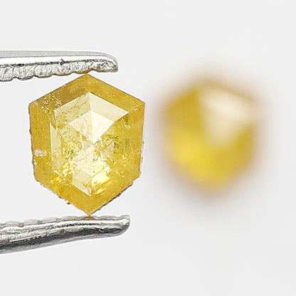 0.53 CT Geometric Pair Rustic Diamonds, 4.80 x 4.00 MM Yellowish Natural Diamonds For Wedding Jewelry
