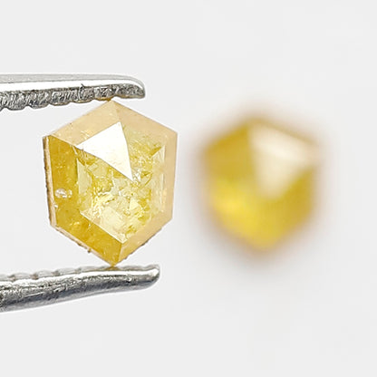 0.53 CT Geometric Pair Rustic Diamonds, 4.80 x 4.00 MM Yellowish Natural Diamonds For Wedding Jewelry