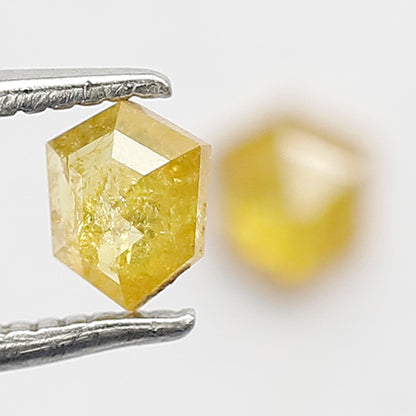 0.53 CT Geometric Pair Rustic Diamonds, 4.80 x 4.00 MM Yellowish Natural Diamonds For Wedding Jewelry