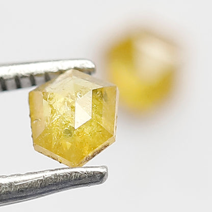 0.53 CT Geometric Pair Rustic Diamonds, 4.80 x 4.00 MM Yellowish Natural Diamonds For Wedding Jewelry