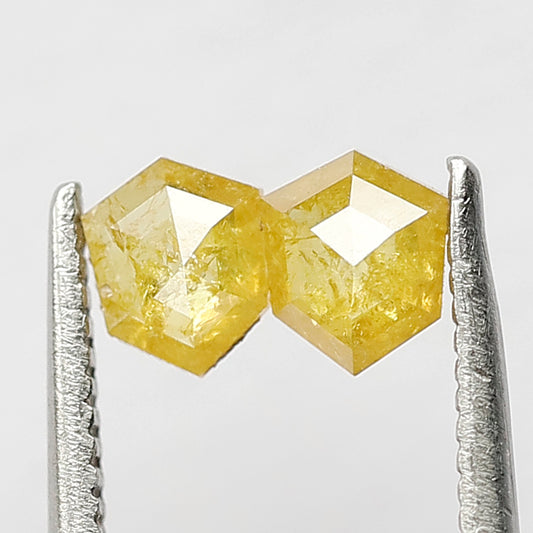 0.53 CT Geometric Pair Rustic Diamonds, 4.80 x 4.00 MM Yellowish Natural Diamonds For Wedding Jewelry