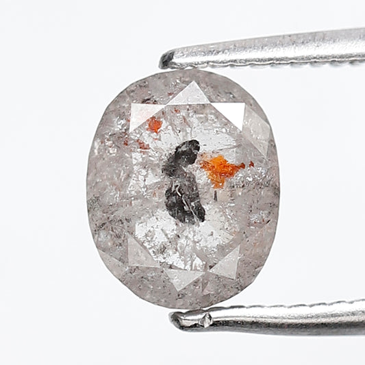 1.57 CT 7.50 MM Oval Shape Salt and Pepper Translucent Grey Black Color Natural Loose Diamond