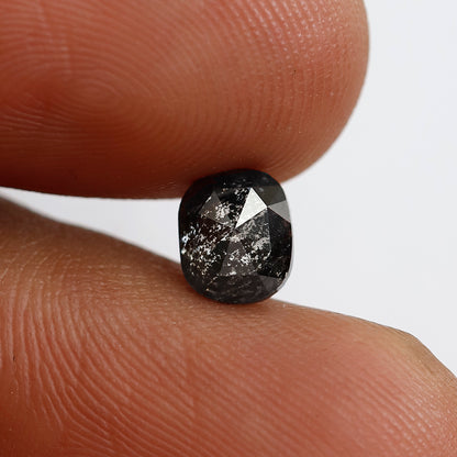 0.95 CT Oval Salt and Pepper Diamond, Natural Blackish Gray Loose Conflict Free Diamond For Anniversary Ring