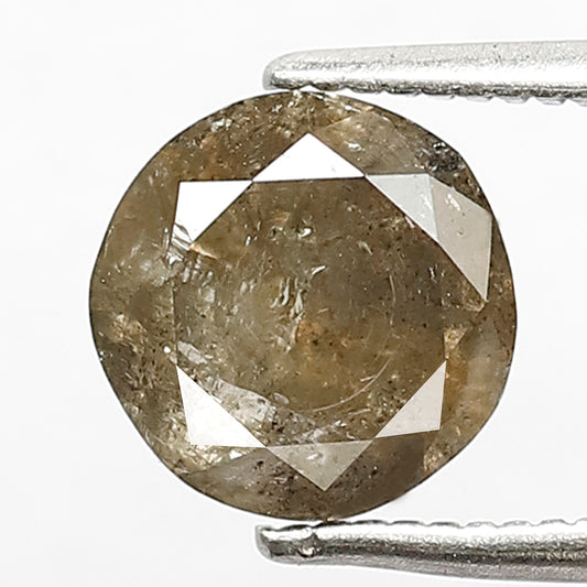 1.59 CT Natural Brownish Green Loose Diamond, 7.50 x 7.50 MM Round Brilliant cut Diamond For Jewelry