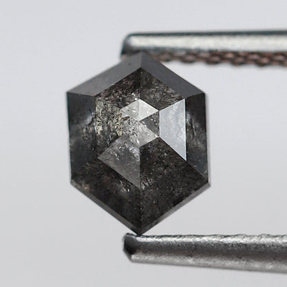 0.70 Ct Natural Hexagon Diamond, Gray Black Salt and Pepper Loose Diamond, Earth Mined Ethical Gem