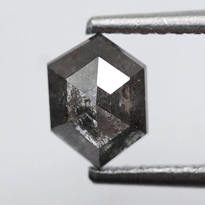 0.70 Ct Natural Hexagon Diamond, Gray Black Salt and Pepper Loose Diamond, Earth Mined Ethical Gem
